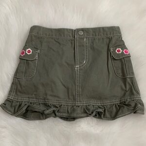Faded Glory Olive Skirt with Pink Floral Accents